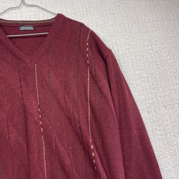 Cooper Wool Blend Pullover Sweater Vtg 90s Red Color Block Made in Canada Men M - Picture 4 of 13